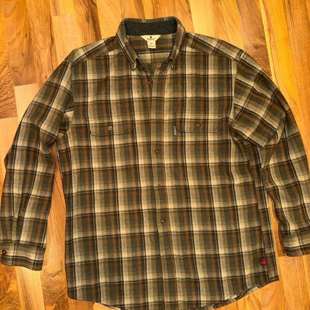 Woolrich Men's Plaid Shirt wool blend, button down‎ cold weather warm large